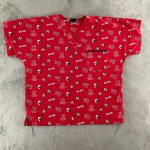 Scrub Dudz University‎ of Nebraska Huskers Scrub Top L Unisex Lil' Red Pocket